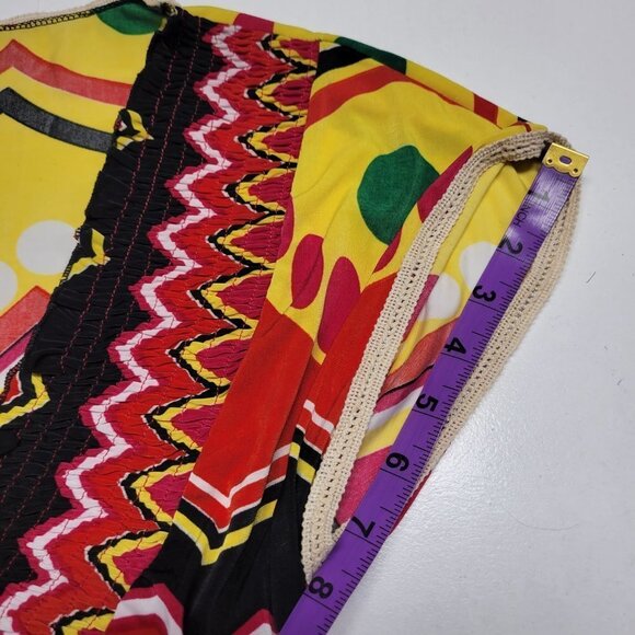 SUMMER Red Maxi Cover up Abstract Print Cap Sleeve Casual Comfy Long Dress - Picture 12 of 13